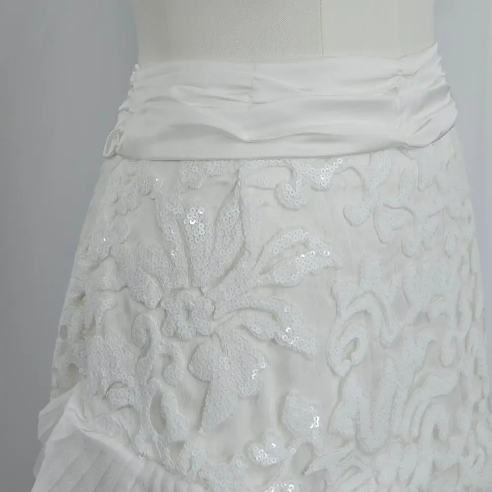 Naked Wardrobe The Statement White Sequin Ruffle Mini Skirt Women's Size M NWOTF - Picture 8 of 15